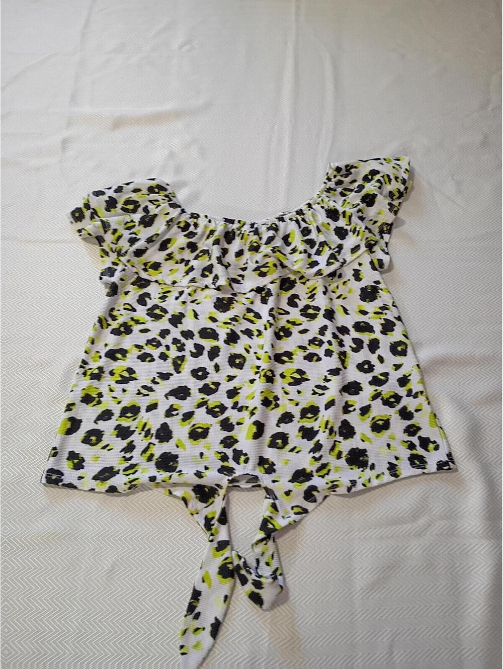 Women's Leopard Print Off-Shoulder Tie Front Top